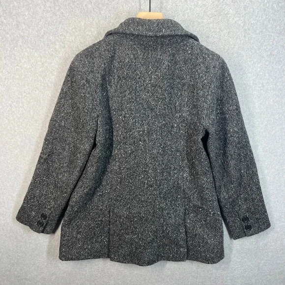 J.Crew Womens Wool Blend Tweed Peacoat Black White Salt and Pepper Large RN77388 - Picture 4 of 8